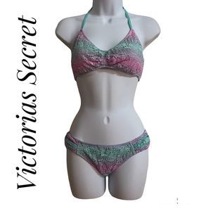 Victorias Secret Bikini Small Medium Two Piece pink blue floral